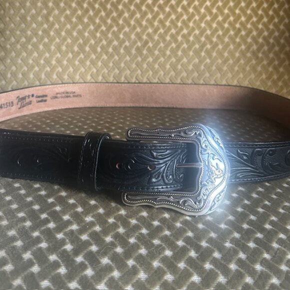 Tony Lama Men's Black Westerly Ride Tooled Leather Western Belt C41513 Size 44 - Picture 8 of 16